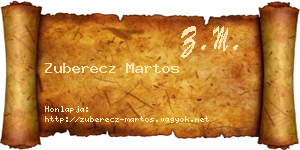 Zuberecz Martos névjegykártya